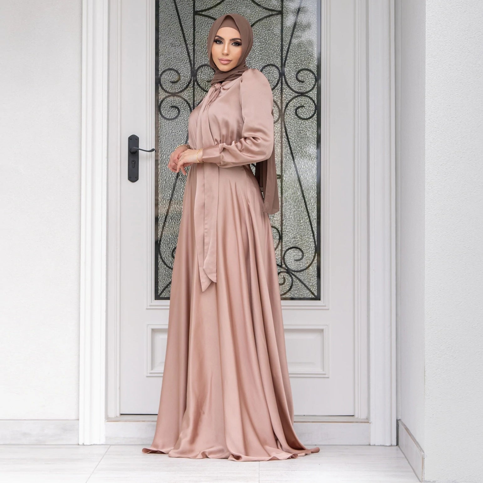 Fashion Large Hem Satin Dress - Gadgets and more