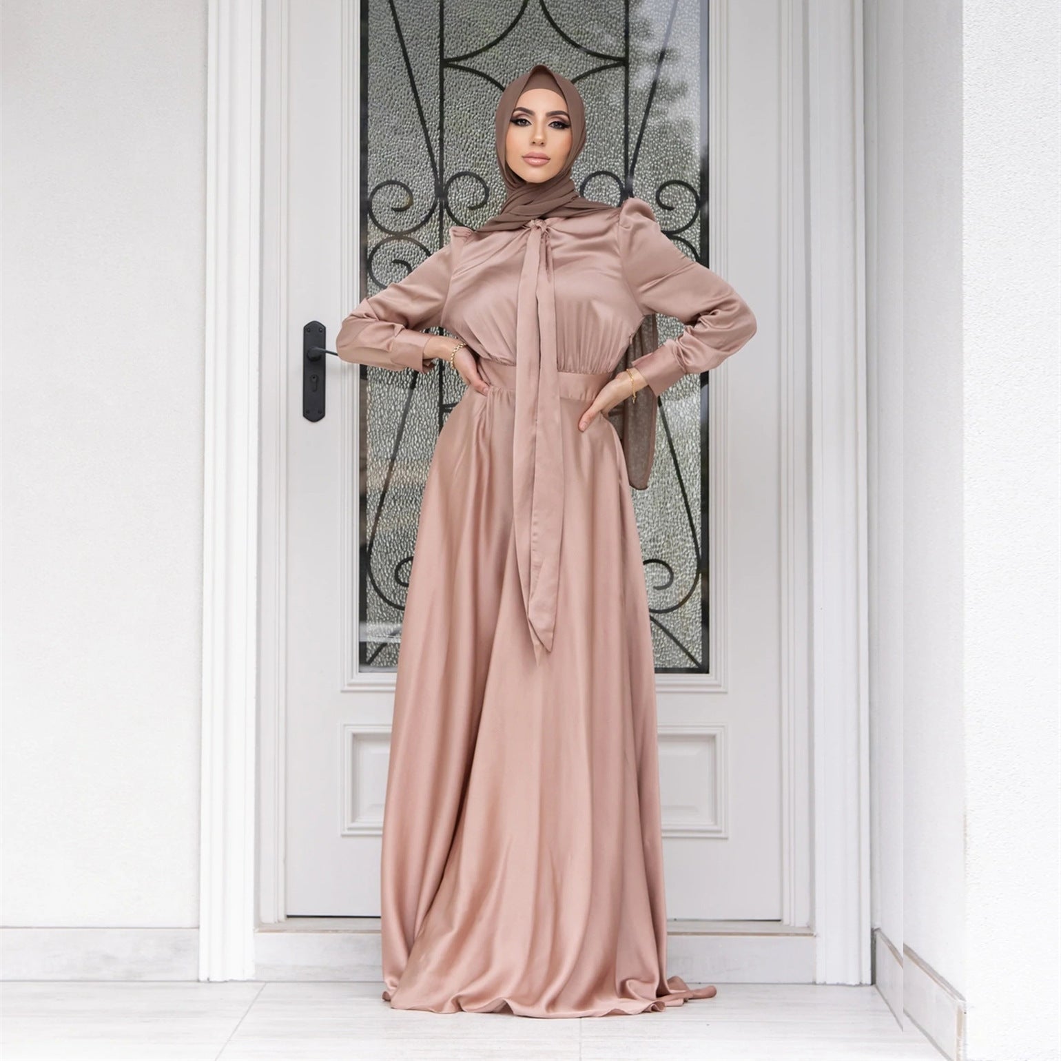 Fashion Large Hem Satin Dress - Gadgets and more
