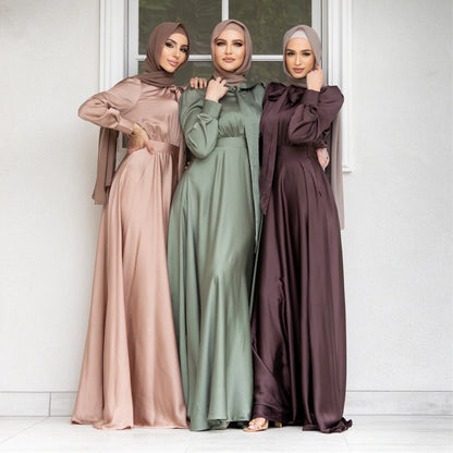 Fashion Large Hem Satin Dress - Gadgets and more