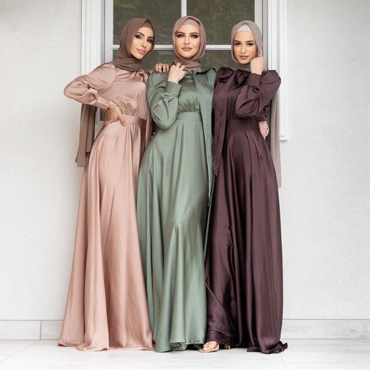 Fashion Large Hem Satin Dress - Gadgets and more