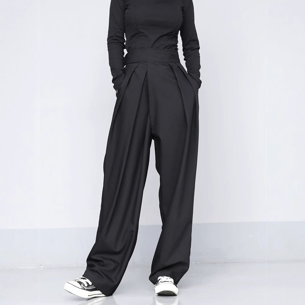 Black Suit Draping Casual Wide - leg Pants - Gadgets and more