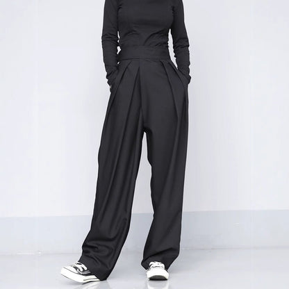 Black Suit Draping Casual Wide - leg Pants - Gadgets and more
