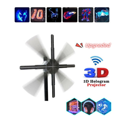 Upgraded Naked Eye 3D Holographic Advertising Machine Fan Screen Support Lmage Video Store Bar Party Advertising Display - Gadgets and more
