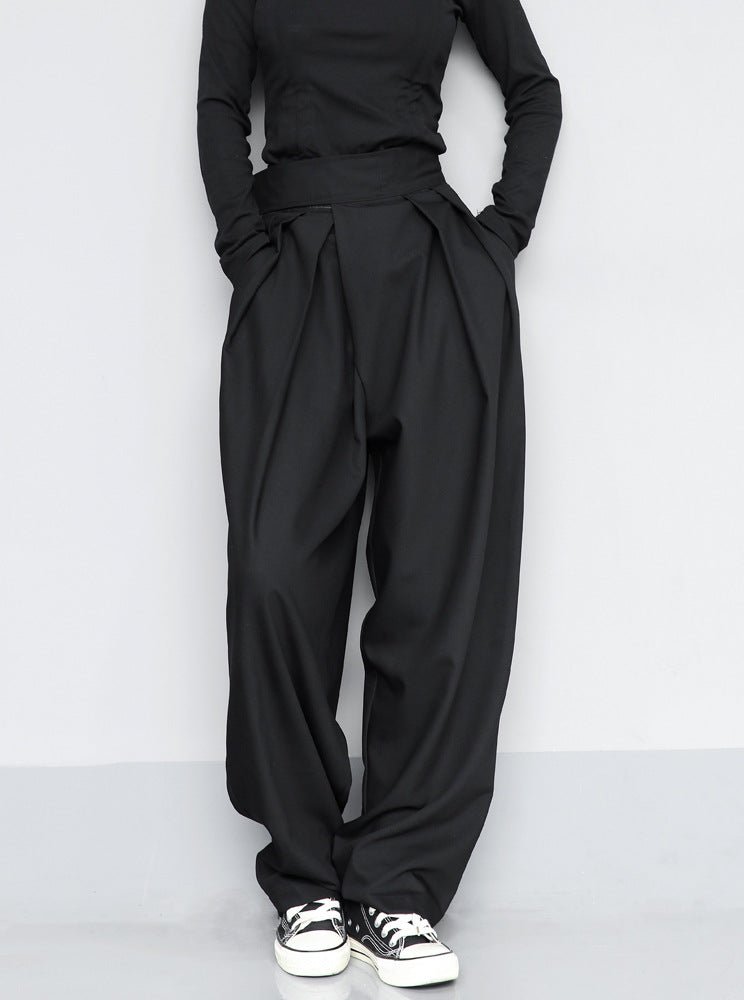 Black Suit Draping Casual Wide - leg Pants - Gadgets and more