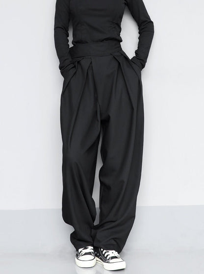 Black Suit Draping Casual Wide - leg Pants - Gadgets and more