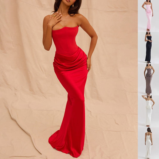 Slim Tube Top Long Dress Sexy Fashion Bandeau Backless Party Evening Dresses For Women Clothing - Gadgets and more