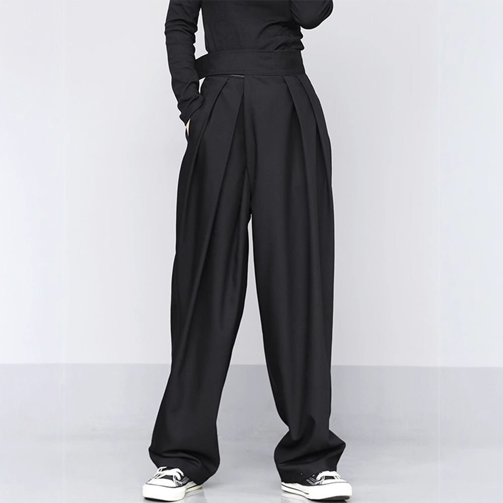 Black Suit Draping Casual Wide - leg Pants - Gadgets and more