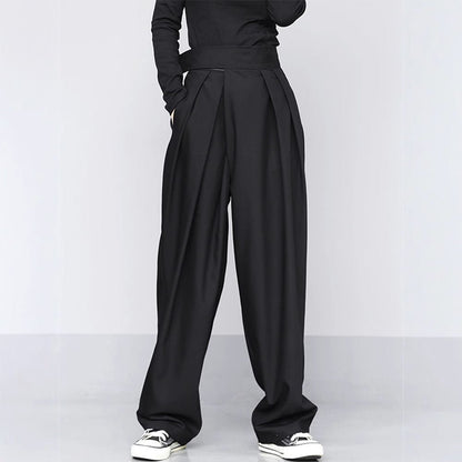 Black Suit Draping Casual Wide - leg Pants - Gadgets and more