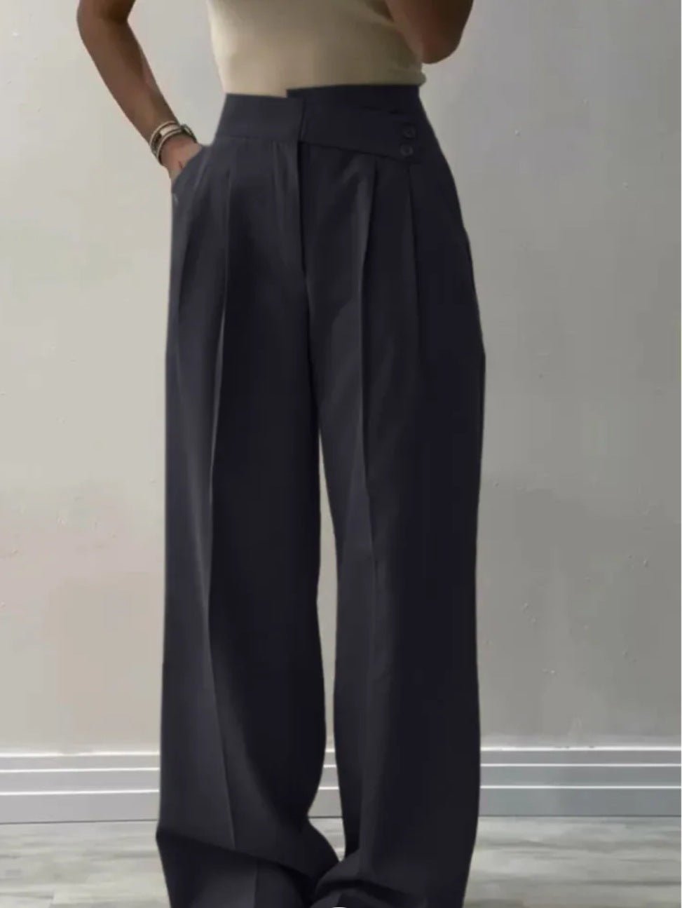 Women's Irregular Waist Wide Leg Pants Suit Pants - Gadgets and more
