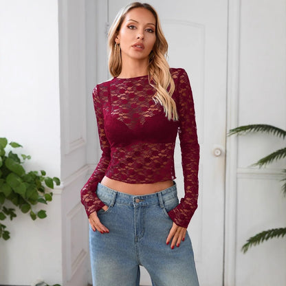 New Sexy Style Lace Short Top For Long - sleeve T-shirt Women - Gadgets and more