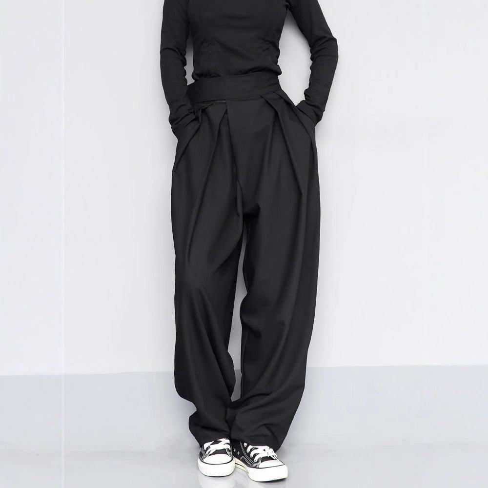 Black Suit Draping Casual Wide - leg Pants - Gadgets and more