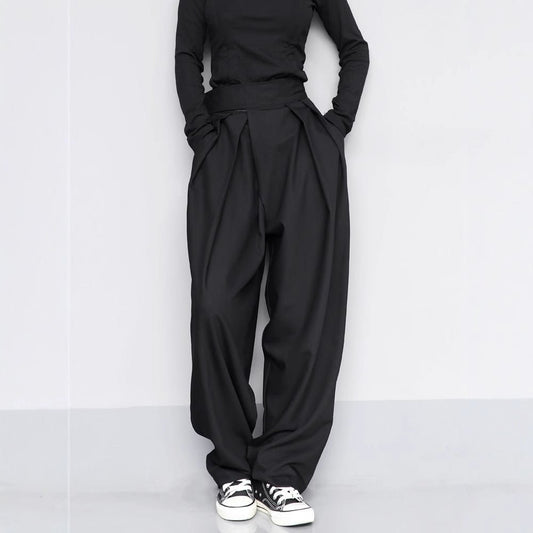 Black Suit Draping Casual Wide - leg Pants - Gadgets and more