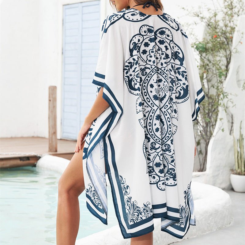 Beach Vacation Sun - protective Clothing Mid - length Loose Women's Summer Printing - Gadgets and more
