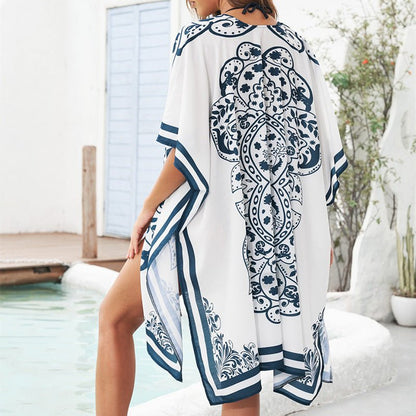 Beach Vacation Sun - protective Clothing Mid - length Loose Women's Summer Printing - Gadgets and more