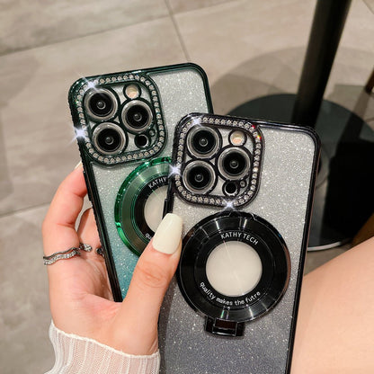 Glitter Tpu Electroplating Magnetic Bracket Phone Case - Gadgets and more