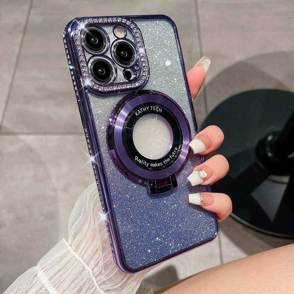 Glitter Tpu Electroplating Magnetic Bracket Phone Case - Gadgets and more
