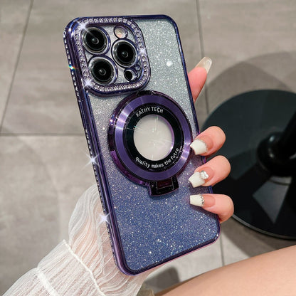 Glitter Tpu Electroplating Magnetic Bracket Phone Case - Gadgets and more