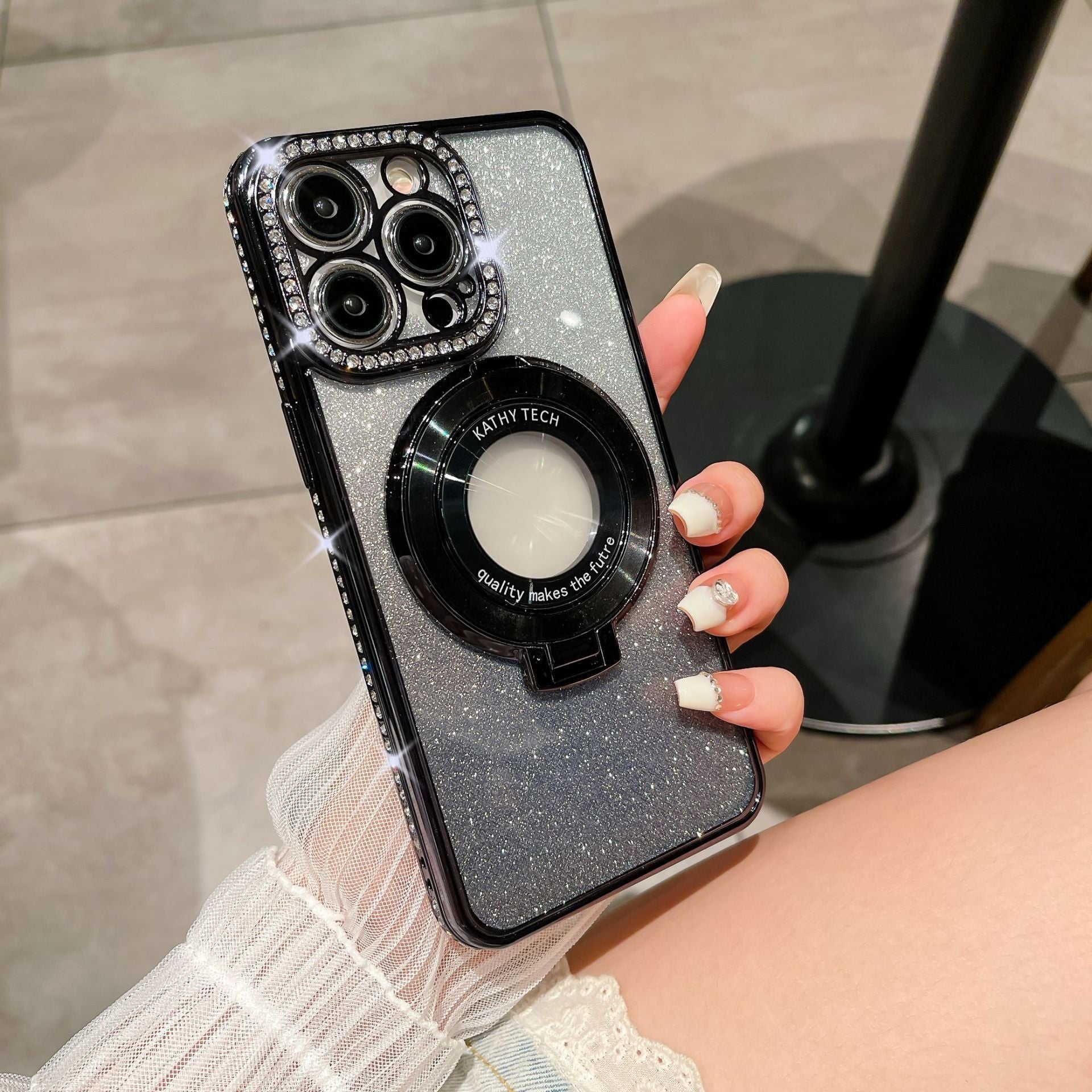 Glitter Tpu Electroplating Magnetic Bracket Phone Case - Gadgets and more