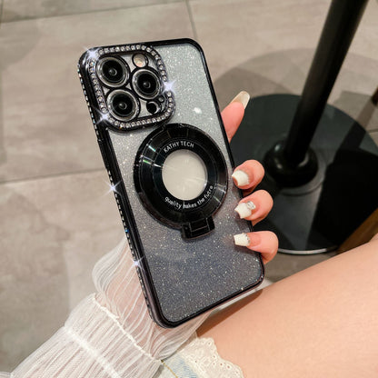 Glitter Tpu Electroplating Magnetic Bracket Phone Case - Gadgets and more