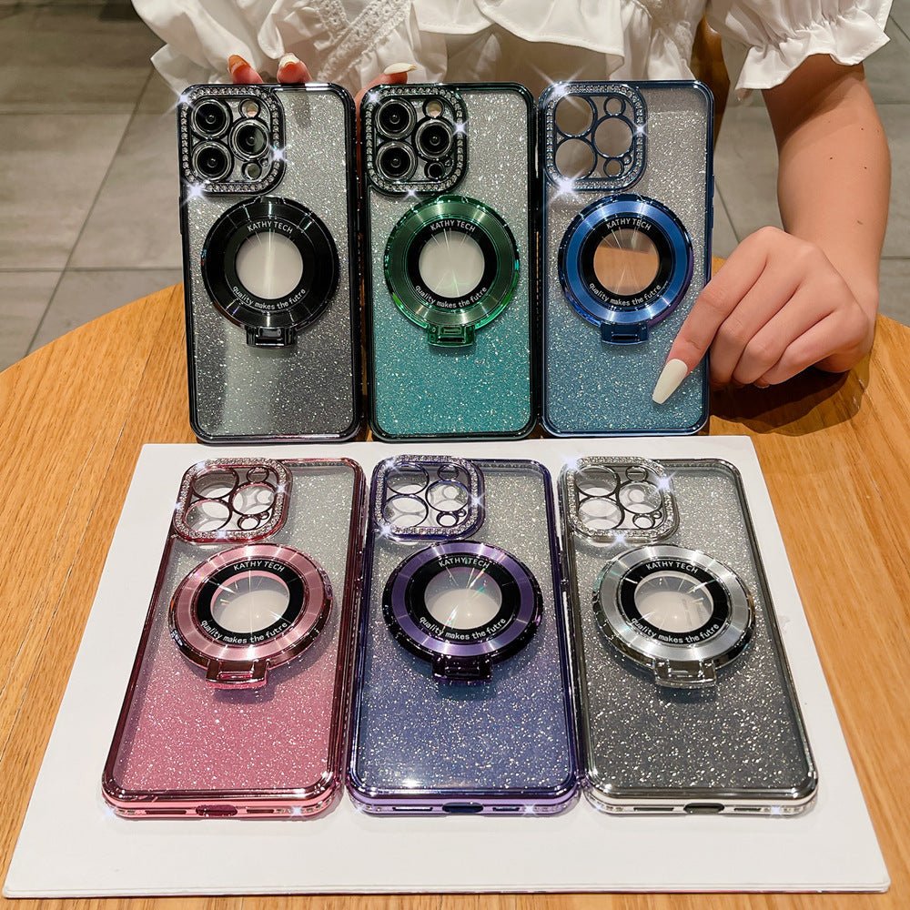 Glitter Tpu Electroplating Magnetic Bracket Phone Case - Gadgets and more