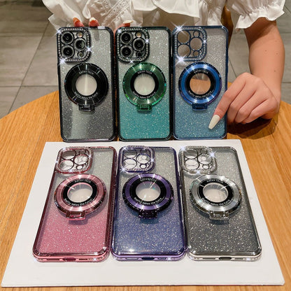 Glitter Tpu Electroplating Magnetic Bracket Phone Case - Gadgets and more