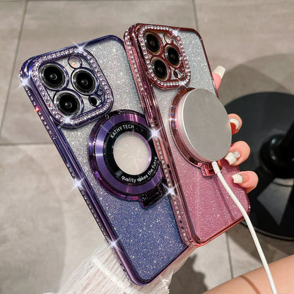 Glitter Tpu Electroplating Magnetic Bracket Phone Case - Gadgets and more