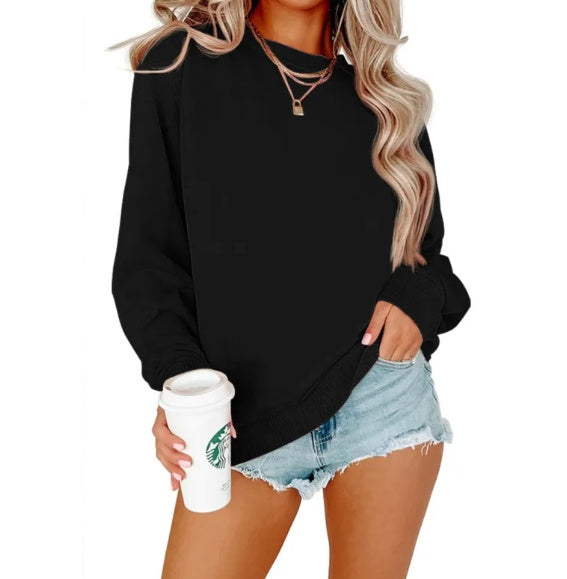 Solid Color Crew Neck Coat Long Sleeve Hoodie - Gadgets and more