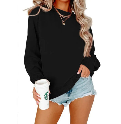 Solid Color Crew Neck Coat Long Sleeve Hoodie - Gadgets and more