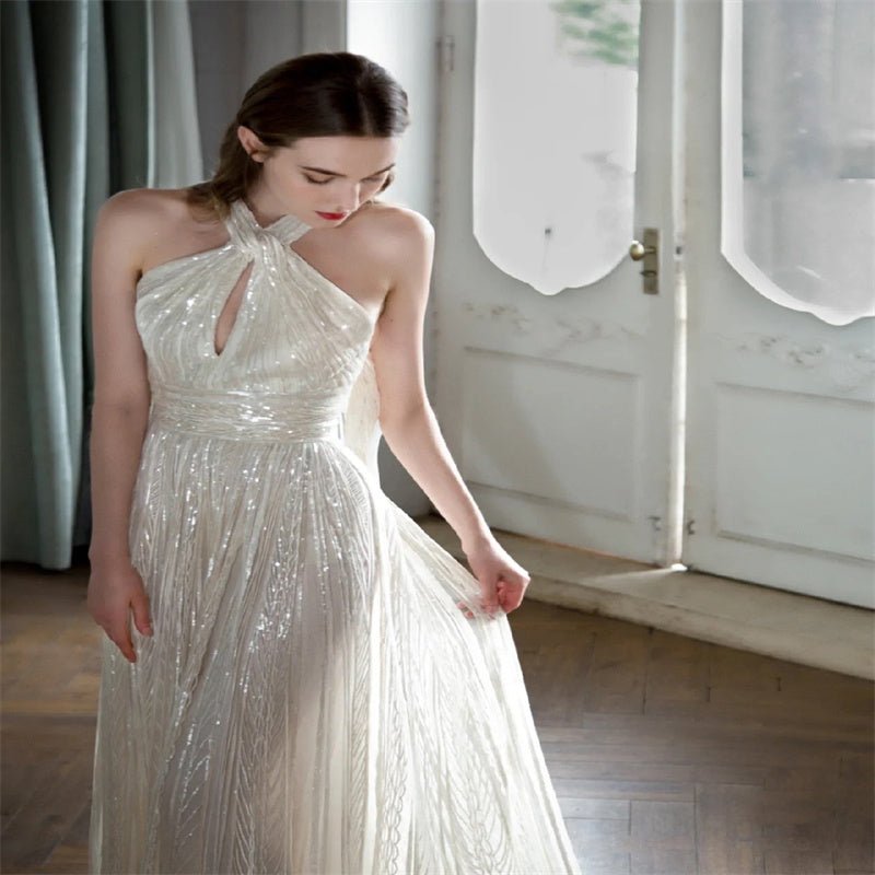 Champagne Color Host Starry Sky Toast Clothing Halter Model Catwalk Show - Gadgets and more