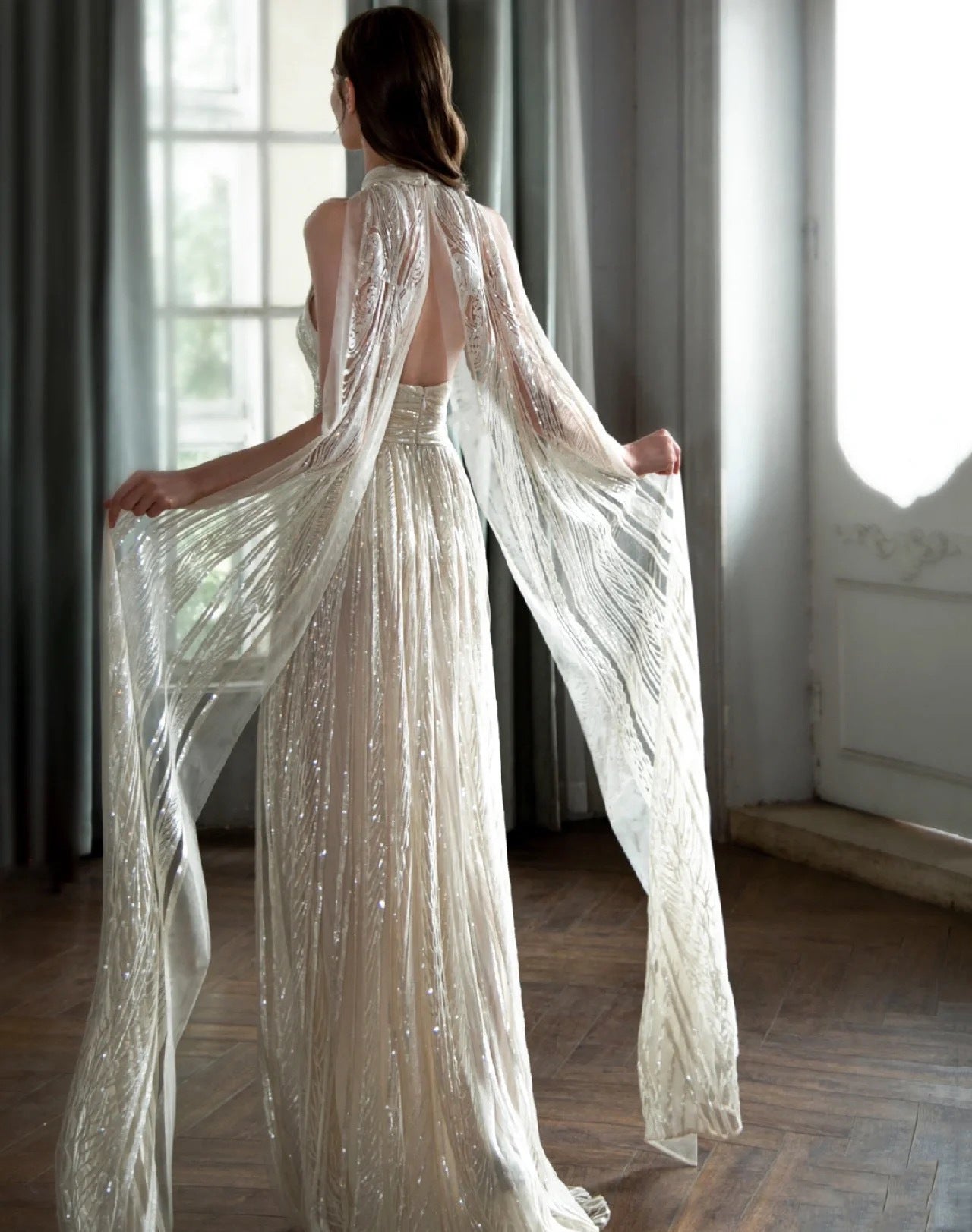 Champagne Color Host Starry Sky Toast Clothing Halter Model Catwalk Show - Gadgets and more