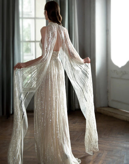 Champagne Color Host Starry Sky Toast Clothing Halter Model Catwalk Show - Gadgets and more