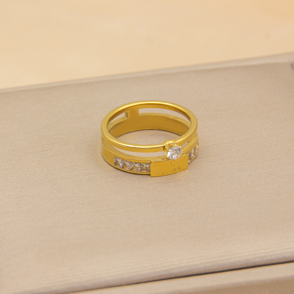 Non-fading Special Interest Light Luxury Fashion Double-layer Ring