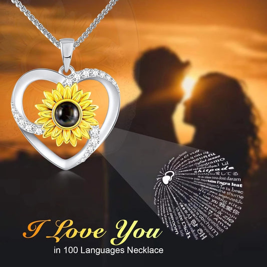 925 Silver Sunflower Projection Necklace For Women - Gadgets and more