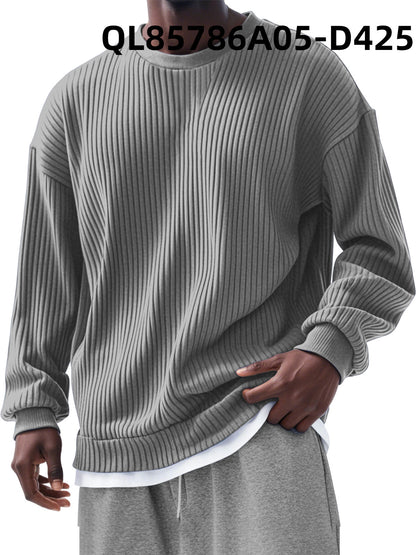 Men's Loose Trendy Long Sleeve Round Neck Top - Gadgets and more