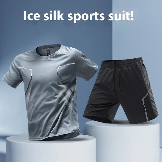 Sportswear Suit Men's Ice Silk Summer Running Short Sleeve - Gadgets and more