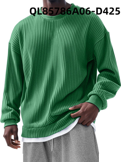 Men's Loose Trendy Long Sleeve Round Neck Top - Gadgets and more