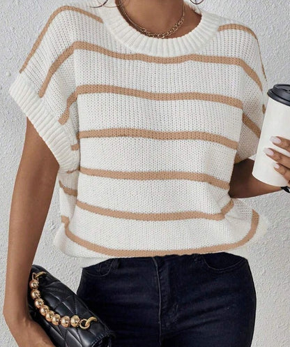 Striped Pattern Batwing Sleeve Knit Top - Gadgets and more