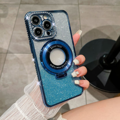 Glitter Tpu Electroplating Magnetic Bracket Phone Case - Gadgets and more