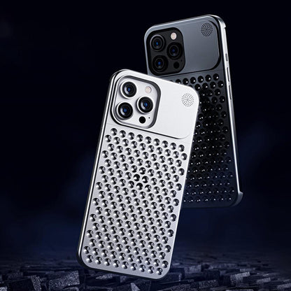 Aluminum Alloy Phone Case For 14 13 Pro Max Plus Hollow Heat Dissipation Anti - fall Full Body Shockproof Phone Cove - Gadgets and more