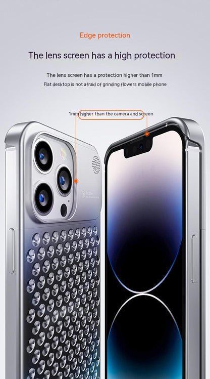 Aluminum Alloy Phone Case For 14 13 Pro Max Plus Hollow Heat Dissipation Anti - fall Full Body Shockproof Phone Cove - Gadgets and more