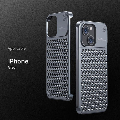 Aluminum Alloy Phone Case For 14 13 Pro Max Plus Hollow Heat Dissipation Anti - fall Full Body Shockproof Phone Cove - Gadgets and more