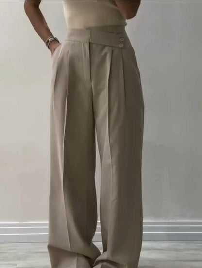 Women's Irregular Waist Wide Leg Pants Suit Pants - Gadgets and more