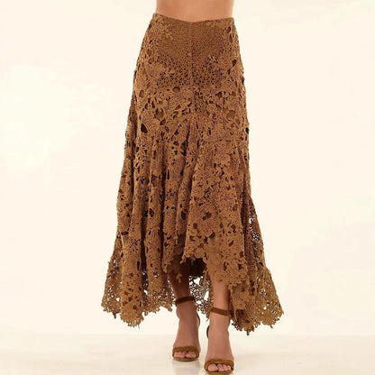 Women's Hollow Vacation Style Lace Beach Skirt - Gadgets and more