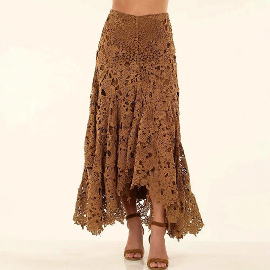 Women's Hollow Vacation Style Lace Beach Skirt - Gadgets and more