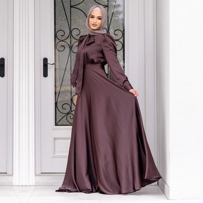 Fashion Large Hem Satin Dress - Gadgets and more