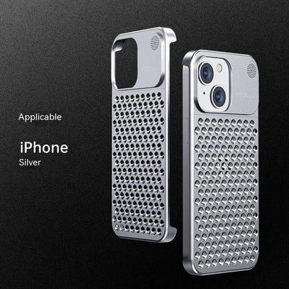 Aluminum Alloy Phone Case For 14 13 Pro Max Plus Hollow Heat Dissipation Anti - fall Full Body Shockproof Phone Cove - Gadgets and more