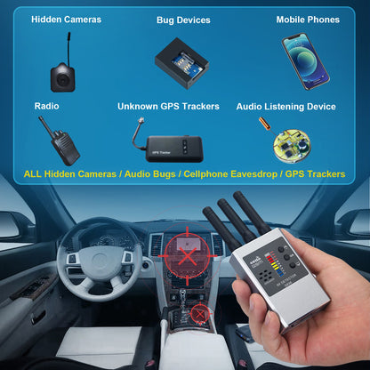 RF Bug Detector Hidden Camera Finder Anti - Spy Listen Swe - Gadgets and more