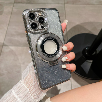 Glitter Tpu Electroplating Magnetic Bracket Phone Case - Gadgets and more