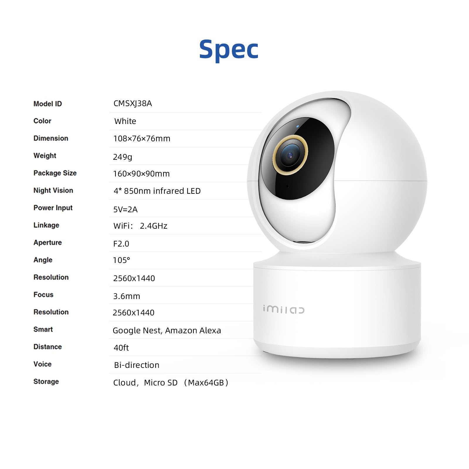 IMILAB C21 2.5K Surveillance Camera Vedio Wifi IP Smart Indoor Home Security Baby Monitor 360view Starlight Night Vision Cam - Gadgets and more